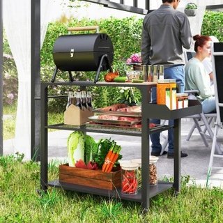 Outsunny Carrello barbecue 105cm x 50cm x 79cm Ner