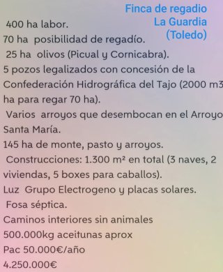 • VENTA DE FINCA DE 600HECT  •42HECT VIÑEDO .