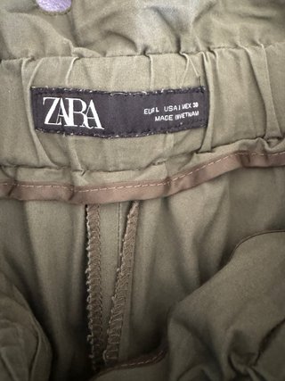 Pantaloni Zara Paperbag Kaki Taglia L