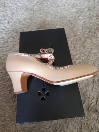 Zapatos Flamenca Beige Tacón