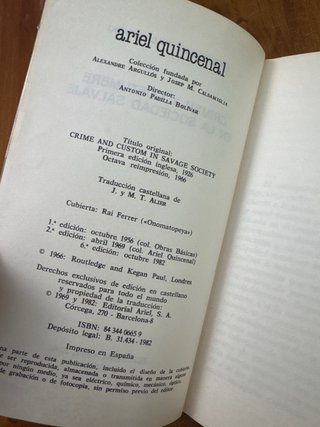 Libro: Crimen y costumbre en la sociedad salvaje