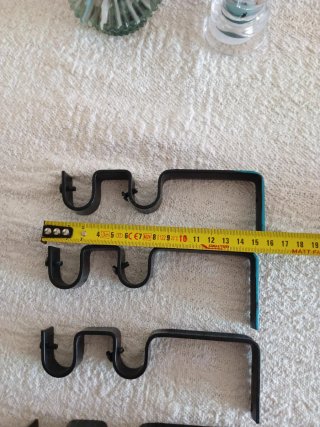 Soportes Dobles Cortina Metal Negro/Teal