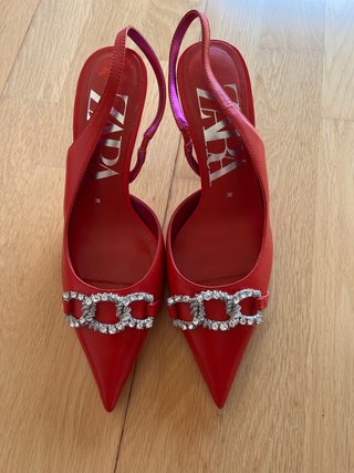 Zapatos Zara Tacon Piel Talla 38