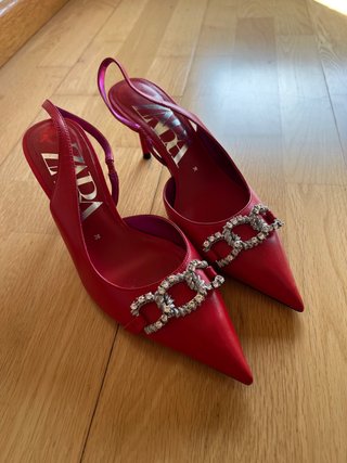 Zapatos Zara Tacon Piel Talla 38