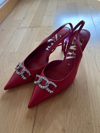 Zapatos Zara Tacon Piel Talla 38