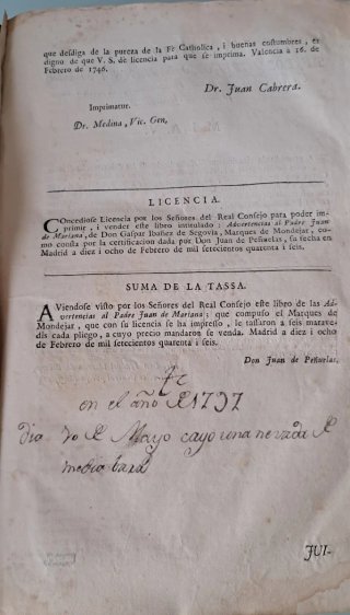 1746 Ha de ESPAÑA, JUAN DE MARIANA antíguo