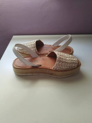 Sandalias menorquinas esparto color salmón\blanco