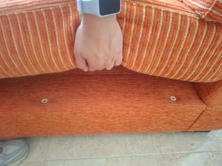 Sofá Cheslong Naranja con cogines