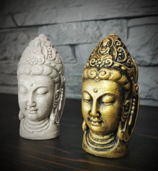 Pz.2 Coppia Scultura Buddha Donna Zen Statua Set