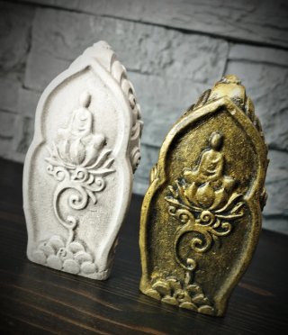 Pz.2 Coppia Scultura Buddha Donna Zen Statua Set