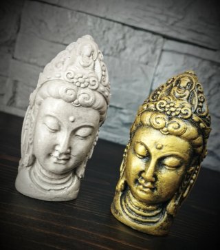 Pz.2 Coppia Scultura Buddha Donna Zen Statua Set