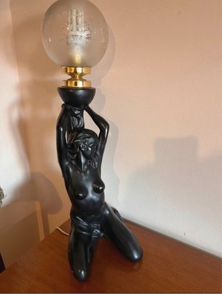 Lámparas  Vintage Mujer Años 80 Negra Dorada -