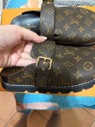 Ciabatte Louis Vuitton Marroni con Dettagli Oro