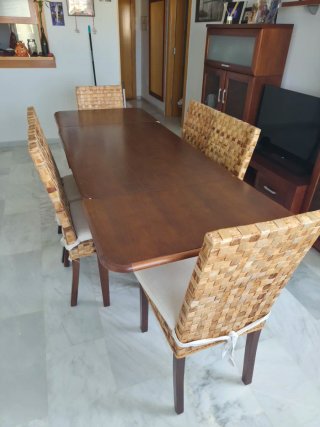 Mesa comedor y 6 sillas madera mueble español