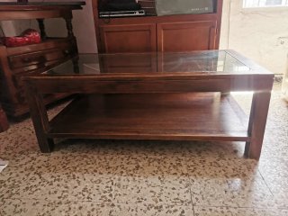 Mesa de centro madera y cristal 70x120