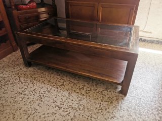 Mesa de centro madera y cristal 70x120