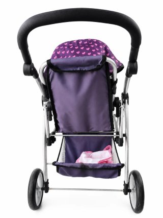 Carrito gemelar con muñecos y accesorios