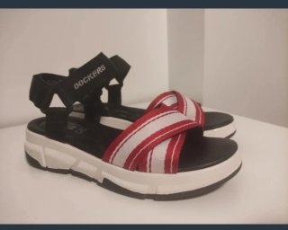 Sandalias Dockers confort negras y rojas