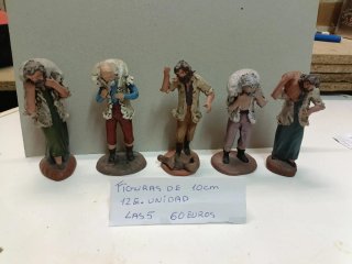 5 Figuras Barro 10cm Pastores Belén