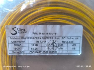Cable Fibra Óptica Silex SC/APC 10m Amarillo