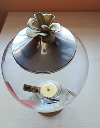 Bombonera Cristal Vintage Baño de Oro Flor Vintage