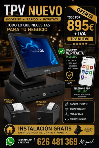 TPV Nuevo MaxPOS Completo con Verifactu