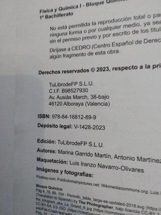 Física y Química I, 1o Bachillerato