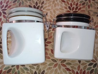 2 Botes Cerámica Cocina Tapa Cierre
