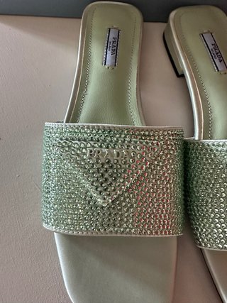 Sandalias Prada Mujer Verde y Plateado