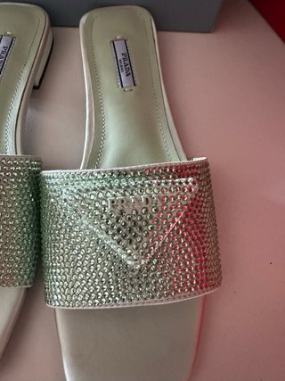 Sandalias Prada Mujer Verde y Plateado