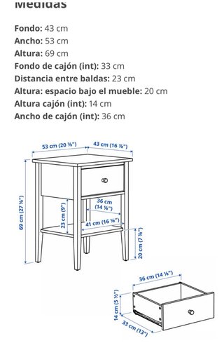 2 Mesitas Noche GULLABERG Ikea Blancas