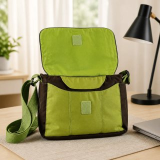 Bandolera Notebook Perfect Choice Marrón y Verde