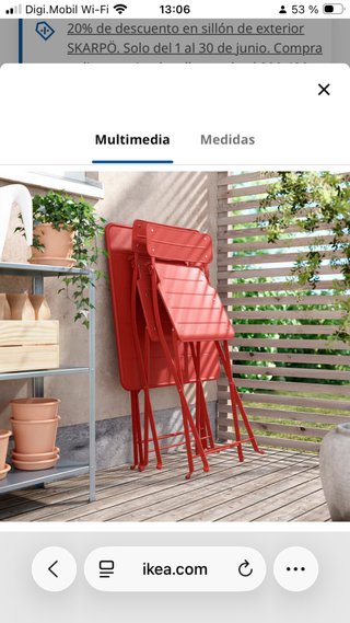 2 Sillas Plegables Metal Rojas Ikea