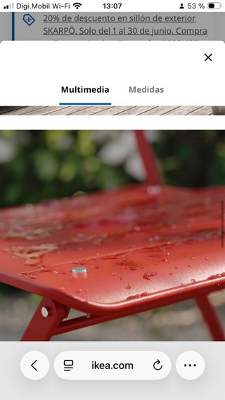 2 Sillas Plegables Metal Rojas Ikea
