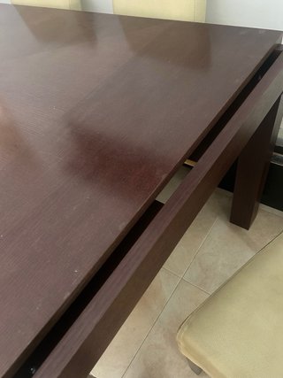 Mesa Comedor Marrón y 6 Sillas Beige