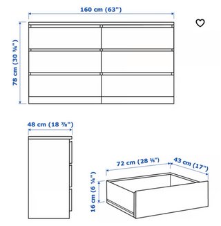 Cómoda IKEA MALM Blanca con Cristal BESTA
