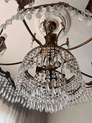 Lámpara Candelabro Cristal Dorada