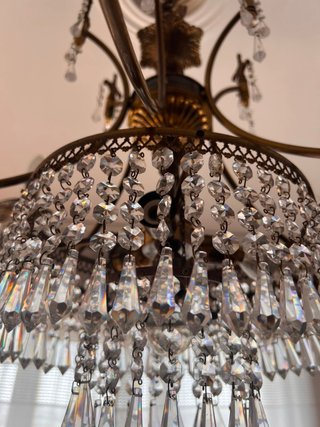Lámpara Candelabro Cristal Dorada