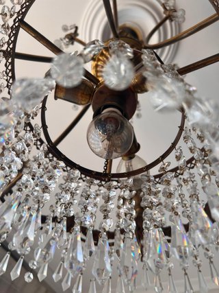 Lámpara Candelabro Cristal Dorada
