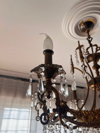 Lámpara Candelabro Cristal Dorada