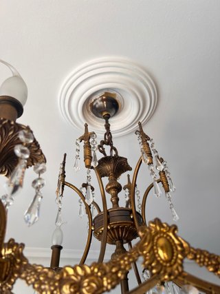 Lámpara Candelabro Cristal Dorada
