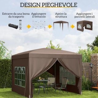 Gazebo da Esterno 3x3 m Pieghevole con 4 Pannelli