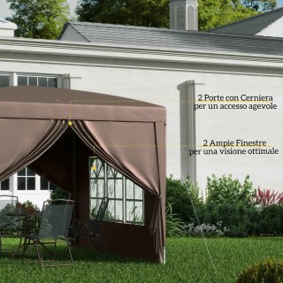 Gazebo da Esterno 3x3 m Pieghevole con 4 Pannelli