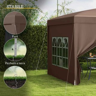 Gazebo da Esterno 3x3 m Pieghevole con 4 Pannelli