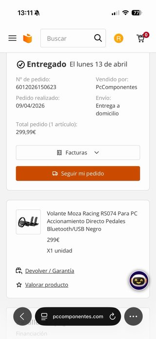 Volante Moza R3 - Como Nuevo
