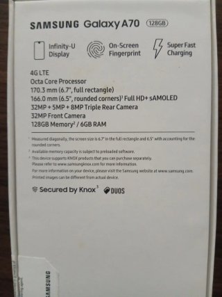 Scatola originale per Samsung Galaxy A70