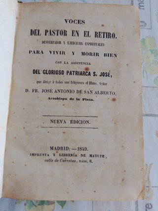 Libro antiguo 1849: Voces del Pastor en el Retiro