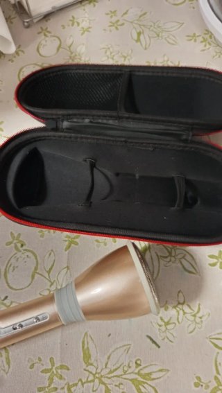 Micrófono Karaoke Portátil Dorado con funda.