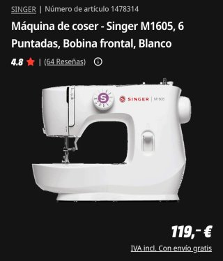 Máquina de coser Singer M1605 NUEVA