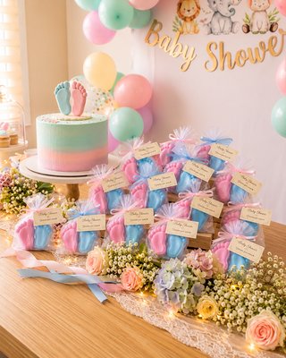 Baby Shower Recuerdos Pies Rosas y Azules